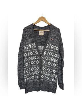 Hollister Fair Isle Button Front Long Cardigan - Size M